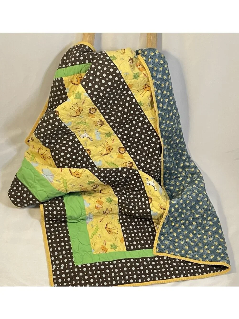 Handmade Safari Crib Quilt 51x37 Jungle Animals Quilters Guild Colorado Springs